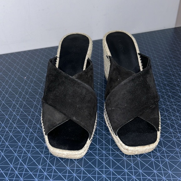 Vince Gaelan Square Toe  Crisscross Espadrille Wedge Sandals - Picture 4 of 9